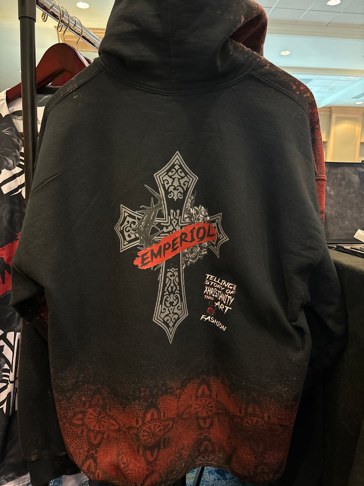 Distressed Cross & Crown Hoodie